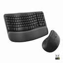 Logitech Wave Keys & Lift Vertical Mouse - Ergonomic Wireless Keyboard and Mouse Combo - with Cushioned Palm Rest (Graphite)