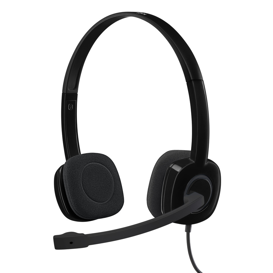 Logitech H151 Stereo Headset with Rotating Boom Mic (Black) - Stereo - 3.5MM AUDIO JACK CONNECTION - Wired - In-Line Control - 22 Ohm - 20 Hz - 20 kHz - Over-the-head - 5.9 ft Cable - Black