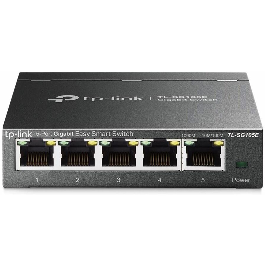 TP-LINK TL-SG105E - 5-Port Gigabit Easy Smart Switch - Plug & Play - Desktop/Wall-Mount - Shielded Ports - Support QoS, Vlan, IGMP and Link Aggregation