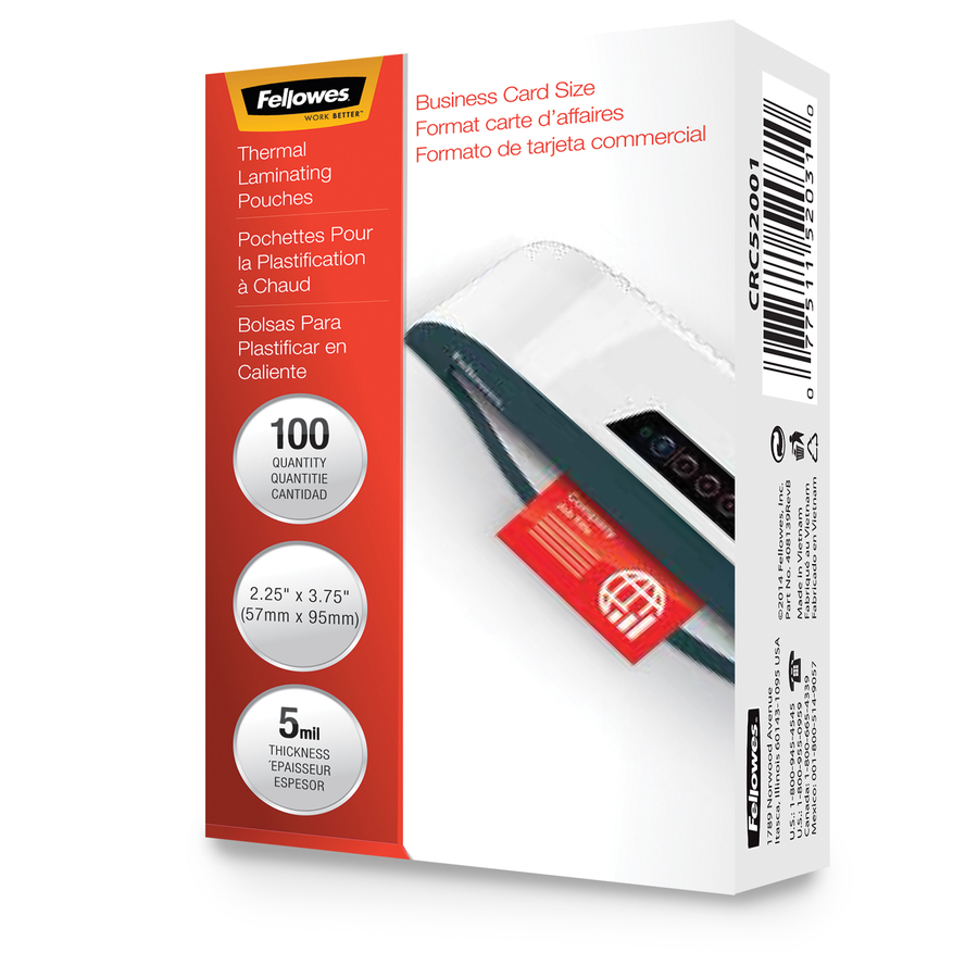 Fellowes Business Card Glossy Laminating Pouches