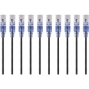 Monoprice 10-Pack, SlimRun Cat6A Ethernet Network Patch Cable, 7ft Black