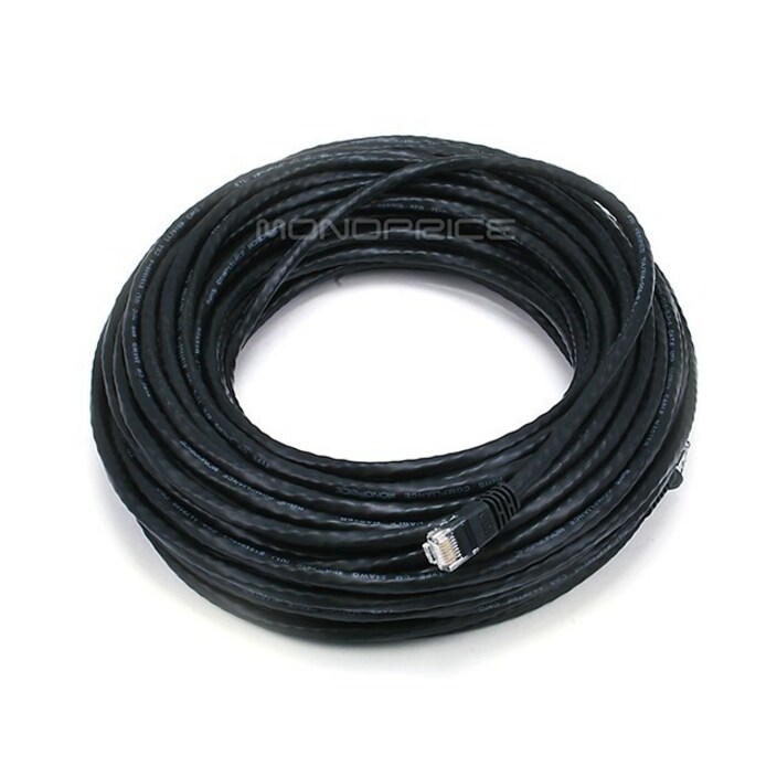 Monoprice 75FT 24AWG Cat5e 350MHz UTP Bare Copper Ethernet Network Cable - Black