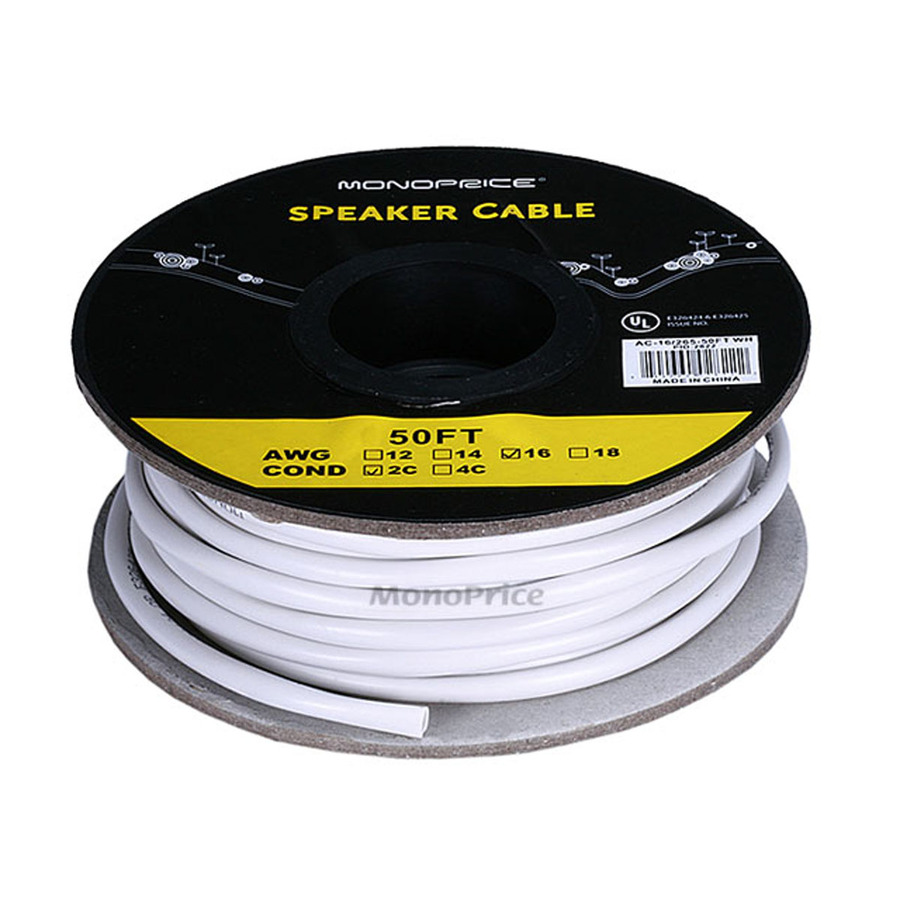 Monoprice Access Series 16AWG CL2 Rated 2-Conductor Speaker Wire, 50ft