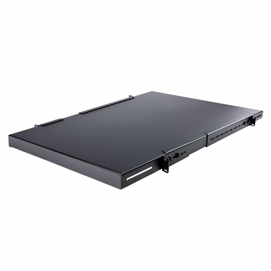 StarTech 1U 4-Post 19.5 to 38in Adjustable Mounting Depth Rack Mount Shelf - Heavy Duty Fixed Rack Shelf - 330 lb / 150kg - 27.5in Deep