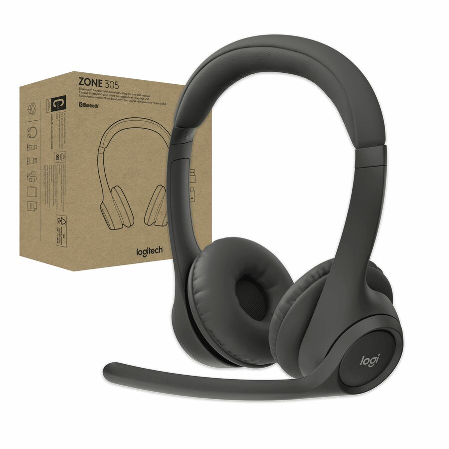 Logitech Zone 305 for Business, Wireless Bluetooth Headset With Microphone, for Microsoft Teams, Compatible With Windows, Mac, Chrome, Linux, iOS, iPadOS, Android, Black