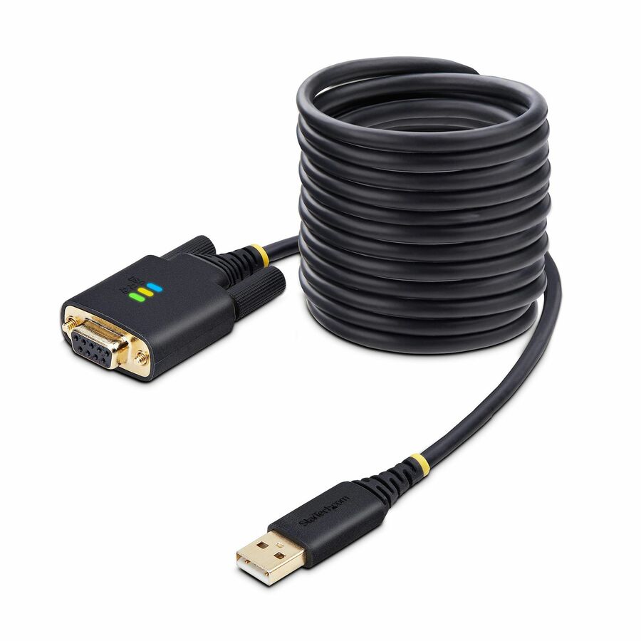 StarTech 10ft (3m) USB to Null Modem Serial Adapter Cable, COM Retention, FTDI, RS232, Changeable DB9 Screws/Nuts, Windows/macOS/Linux