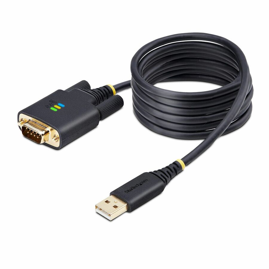 StarTech 6.6ft (2m) USB to Serial Adapter Cable, COM Retention, FTDI, DB9 RS232, Interchangeable DB9 Screws/Nuts, Windows/macOS/Linux