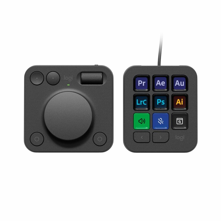 Logitech MX Creative Console, Programmable Keypad With 9 Customizable LCD Keys and Control Dial for Graphic Design, Video Editing, Photography, use with Adobe, Zoom, Spotify and more (Graphite)