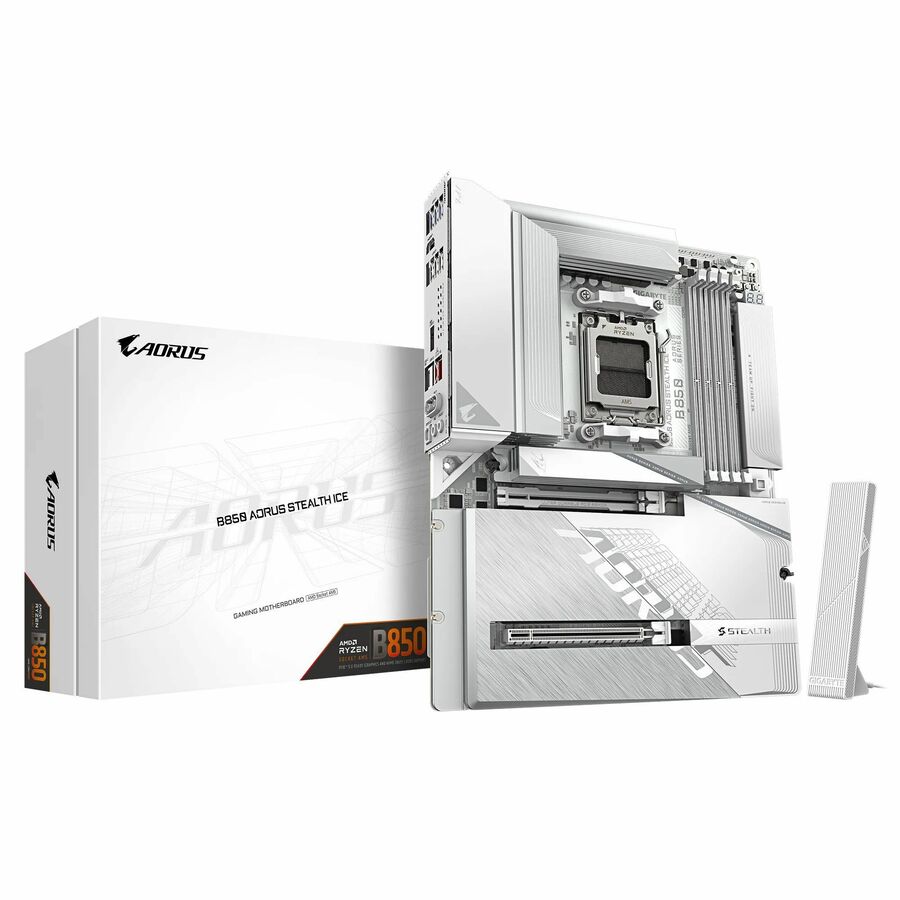 Aorus STEALTH B850 A STEALTH ICE Gaming Desktop Motherboard - AMD B850 Chipset - Socket AM5 - ATX