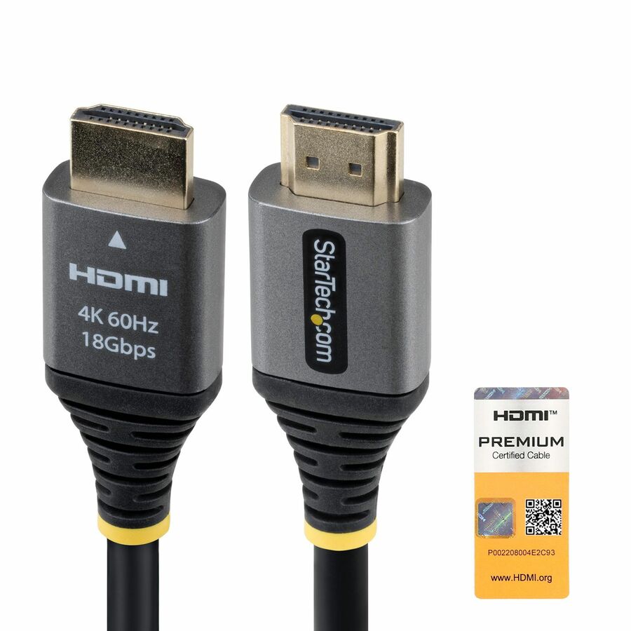 StarTech 12ft (3.6m) Premium Certified High Speed HDMI Cable, 4K 60Hz/1440p 144Hz, High-Flex HDMI 2.0 Cable with HDR10/ARC, 18Gbps