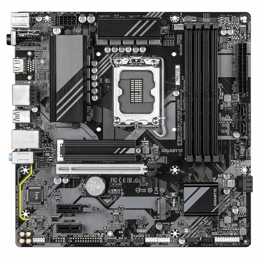 GIGABYTE Ultra Durable B760M DS3H WF6E GEN5 Gaming Desktop Motherboard - Intel B760 Chipset - Socket LGA-1700 - Micro ATX