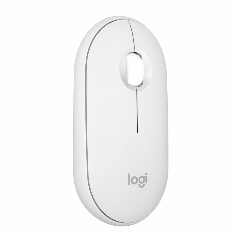 Logitech Pebble Mouse 2 M350s Slim Bluetooth Wireless Mouse, Portable, Customizable Button, Quiet Clicks, Tonal White