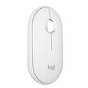 Logitech Pebble Mouse 2 M350s Slim Bluetooth Wireless Mouse, Portable, Customizable Button, Quiet Clicks, Tonal White