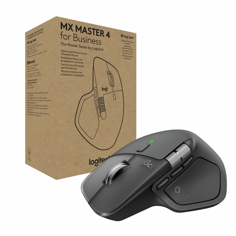 Logitech MX Master 4 for Business, Wireless Mouse with Quiet Clicks, 8K DPI, MagSpeed Scrolling, Logi Bolt Receiver, Graphite