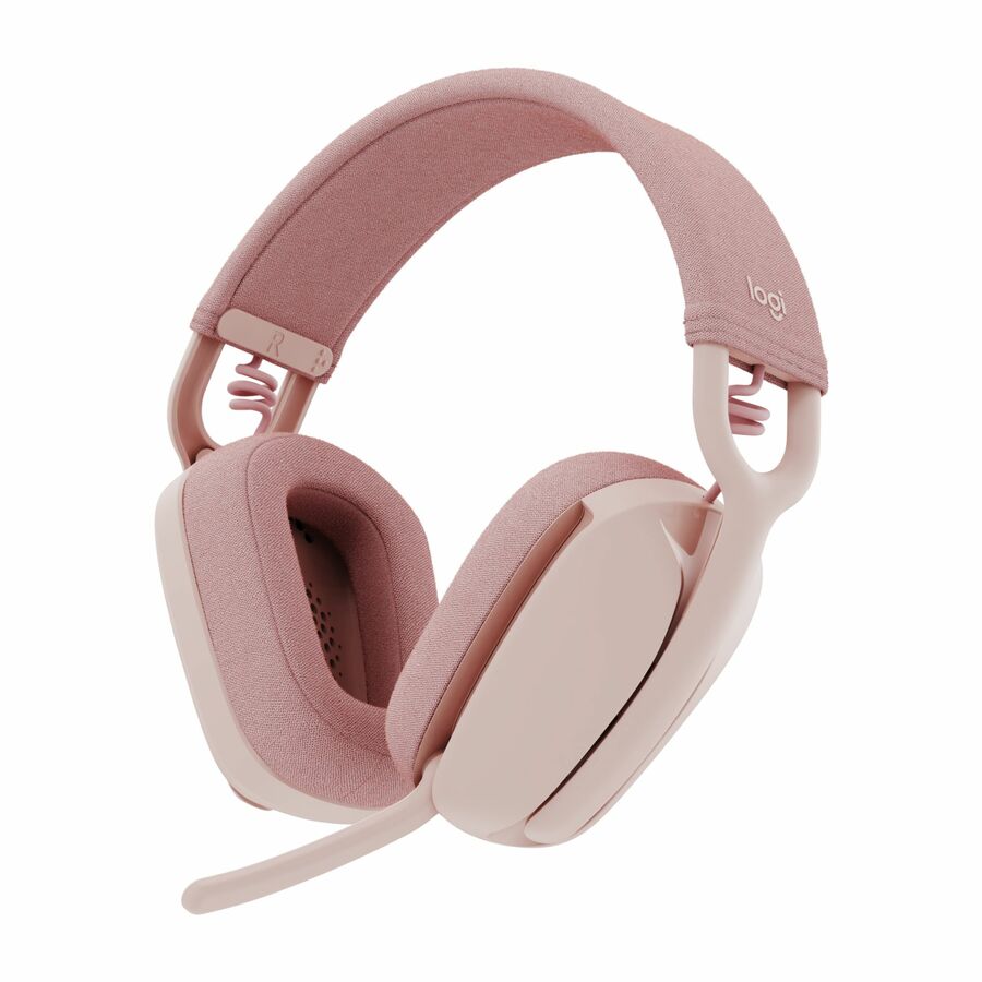 Logitech Zone Vibe 100 Wireless Over Ear Headphones, Noise Canceling Microphone, Advanced Multipoint Bluetooth Headset, Rose