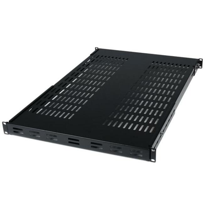 StarTech 1U 19.5 to 38in Adjustable Mounting Depth Vented Rack Mount Shelf, 175lbs / 80kg, 27.5in Deep, TAA