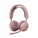 Logitech Zone Wireless 2 ES - Noise-Canceling Wireless Headset with Adaptive Hybrid ANC, Bluetooth, Rose