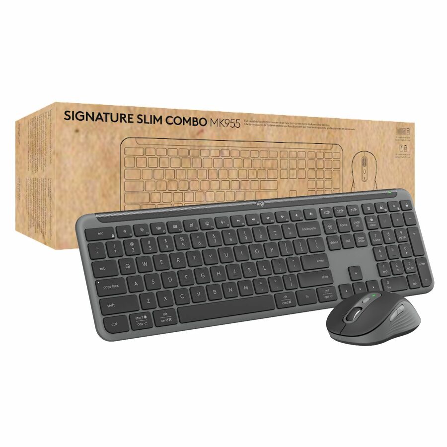 Logitech Signature Slim MK955 for Business Wireless Keyboard and Mouse Combo, Quiet Typing, Secure Receiver - Graphite