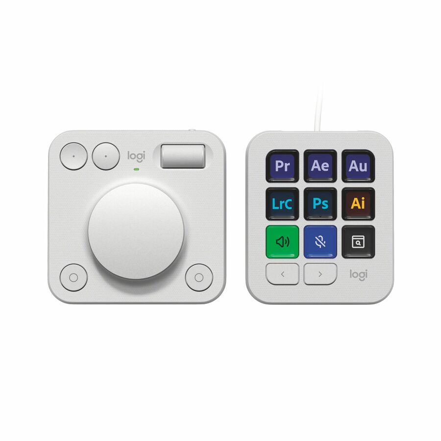 Logitech MX Creative Console, Programmable Keypad With 9 Customizable LCD Keys and Control Dial for Graphic Design, Video Editing, Photography, use with Adobe, Zoom, Spotify and more (Pale Grey)
