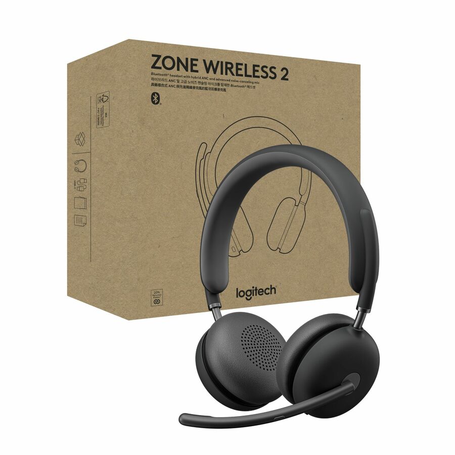 Logitech Zone Wireless 2 Noise Canceling Headset with Hybrid ANC, Native Bluetooth