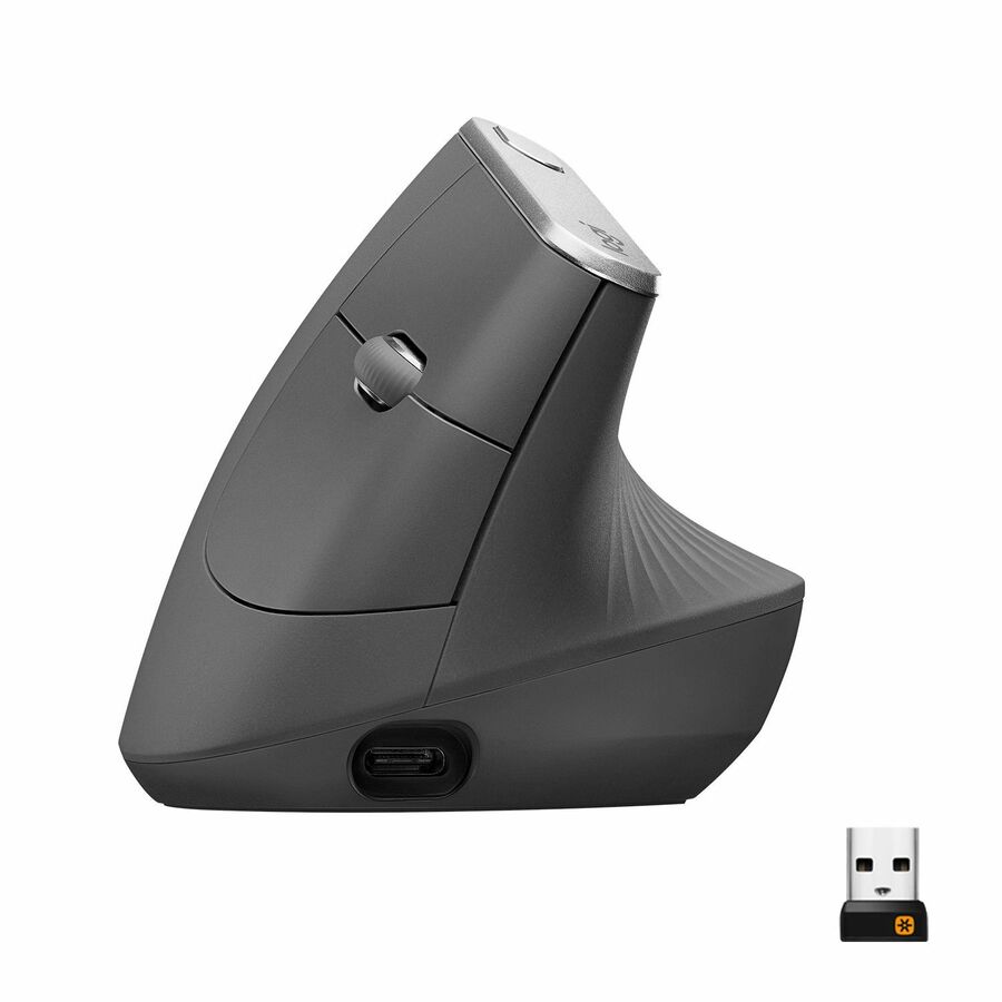 Logitech MX Vertical Wireless Mouse - Ergonomic Design Reduces Muscle Strain, Rechargeable, Graphite
