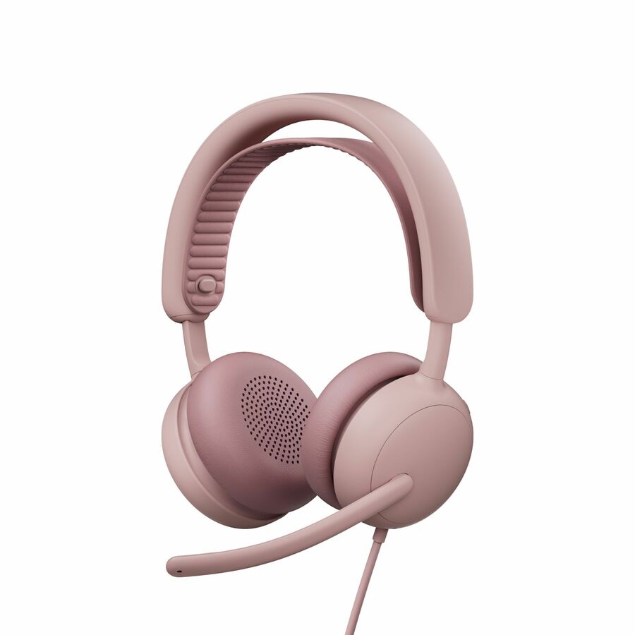 Logitech Zone Wired 2 for Business - Noise-Canceling Headset with Adaptive Hybrid ANC, Microsoft Teams Certified, USB-C with USB-A adapter, Rose