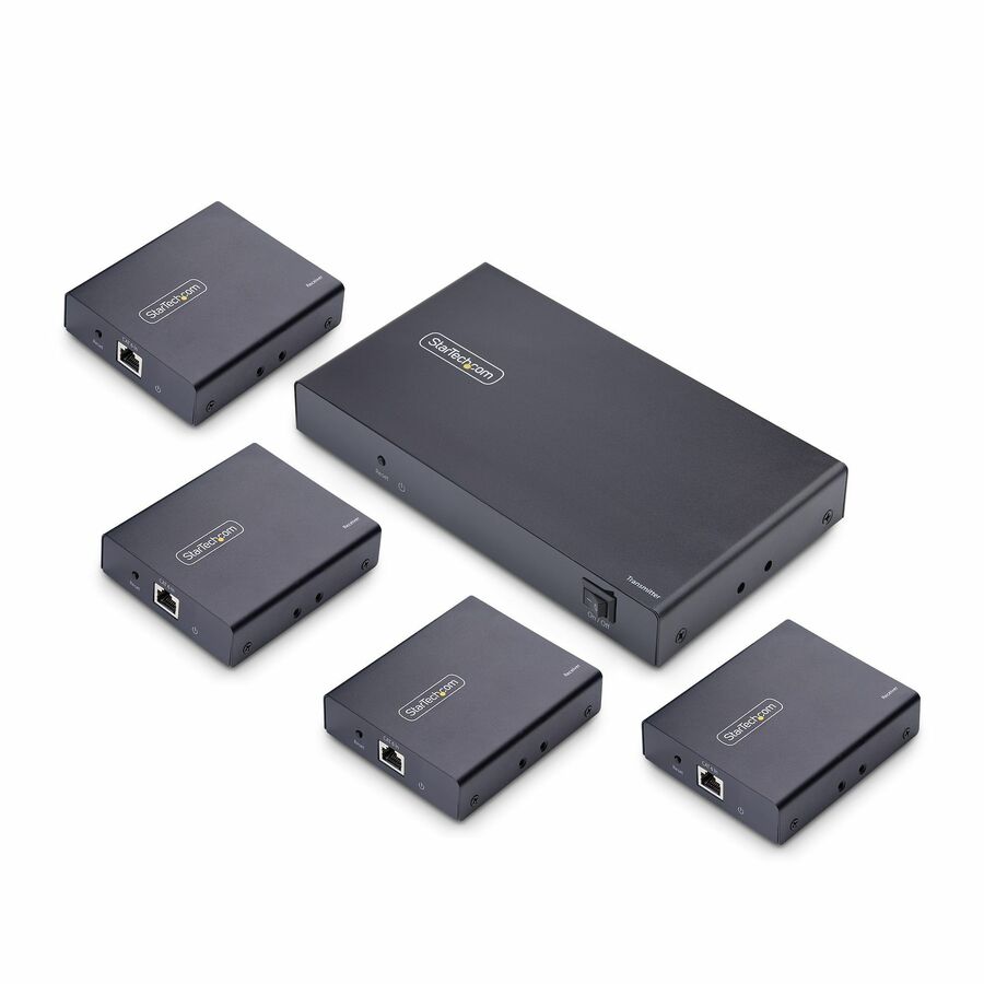 StarTech 4-Port HDMI Extender and Splitter Over CAT6, 4K 60Hz, Up to 230ft (70m), 1x4 HDMI over Ethernet Distribution Kit, 1 In 4 Out