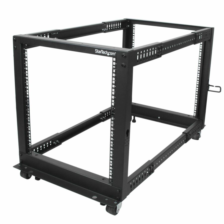 StarTech 4-Post 12U Mobile Open Frame Server Rack, 19" Network Rack with Casters, Rolling Rack for Computer/AV/Data/IT Equipment