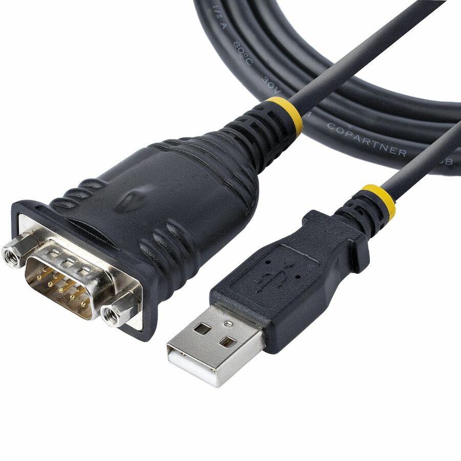 StarTech 3ft (1m) USB to Serial Cable, DB9 Male RS232 to USB Converter, USB to Serial Adapter, COM Port Adapter with Prolific IC