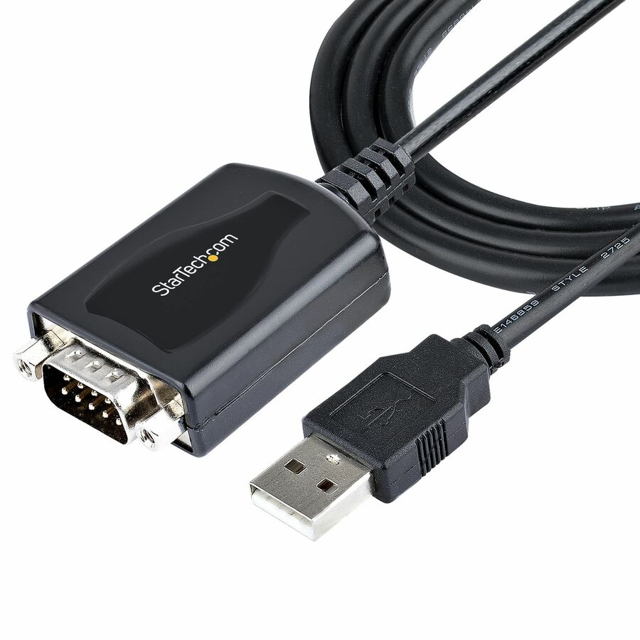 StarTech 3ft/1m USB to Serial Cable with COM Port Retention, DB9 Male RS232 to USB Converter, USB to Serial Adapter, Prolific IC, TAA