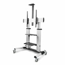 StarTech Rolling TV Cart/Stand On Wheels, For 60-100inch Flat Screens and 220lb, Height Adjustable Mobile Trolley Mount/Portable Stand