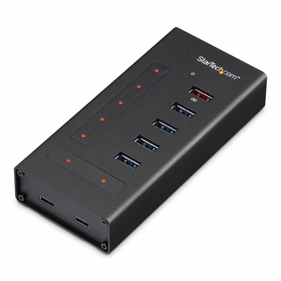 StarTech 7 Port USB C Hub - 2x USB-C & 5x USB-A - Mountable Metal USB 3.0 Type-C Hub - 5Gbps USB 3.2 Gen 1 - Self Powered - BC 1.2