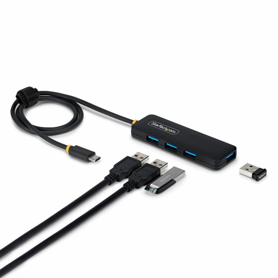 StarTech 4-Port USB-C Hub, 5Gbps, Bus Powered, USB-C to 4x USB-A Mini Hub, Extra Long 2ft/61cm Host Cable, 70% PCR Plastic Housing
