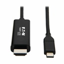 Eaton Tripp Lite Series USB-C to HDMI Adapter Cable (M/M), 4K 60 Hz, 4:4:4, Thunderbolt 3 Compatible, Black, 3 ft. (0.9 m)