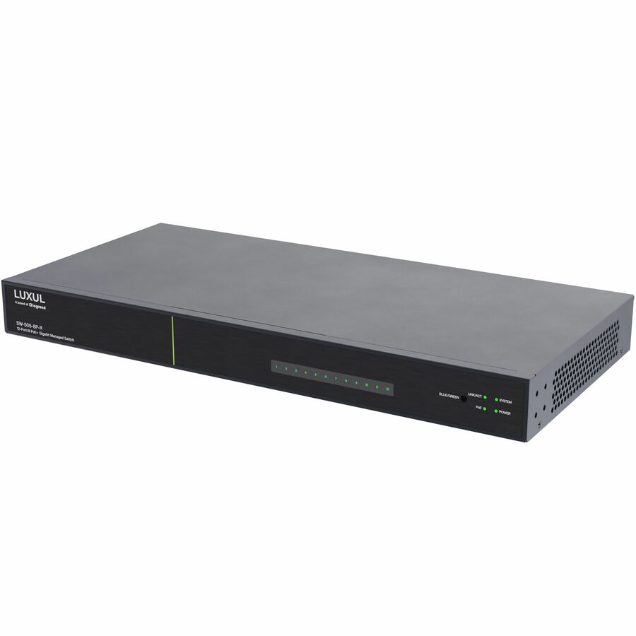 Luxul 1Gb L2/L3 Managed Switch - 8 PoE+, 2 RJ45, 2 SFP Rear-Facing Ports - TAA Compliant