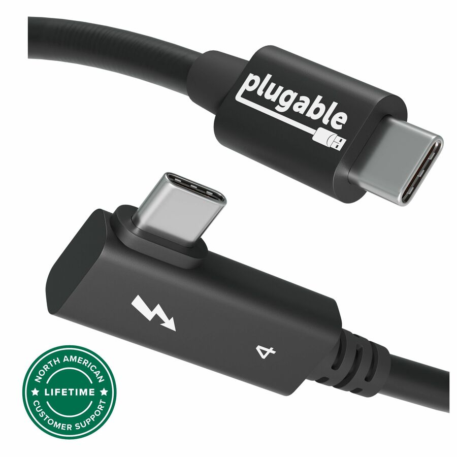 Plugable Thunderbolt 4 Cable Right Angle 40Gbps with 240W EPR Charging, 8K Display, Intel Certified