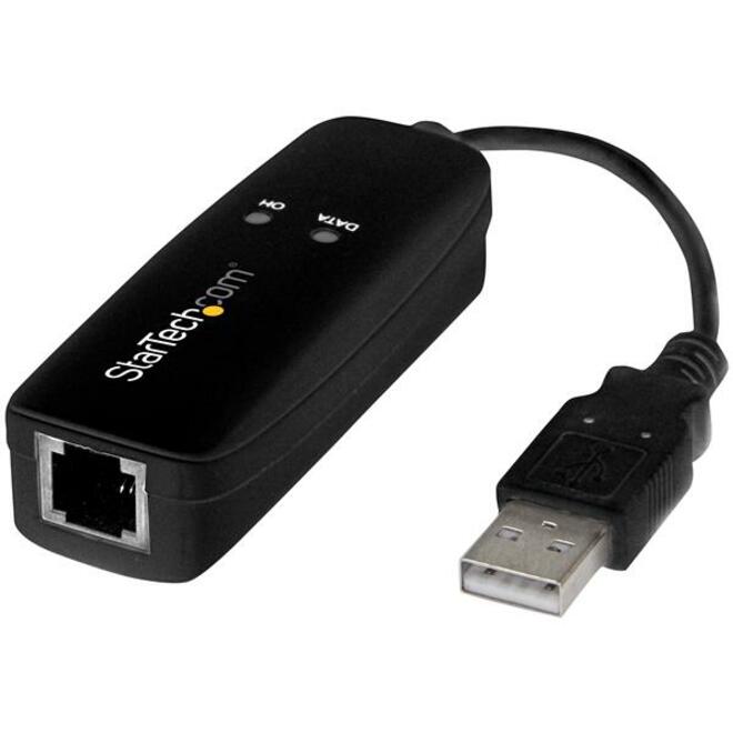 StarTech USB 2.0 Fax Modem, 56K External Hardware Dial Up V.92 Modem Dongle/Adapter, Computer Data Modem USB to Telephone Jack, TAA