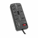 Eaton Tripp Lite Series 8-Outlet Surge Protector with 2 USB Ports (2.1A Shared) - 8 ft. (2.43 m) Cord, 1200 Joules, Tel/Modem, Black