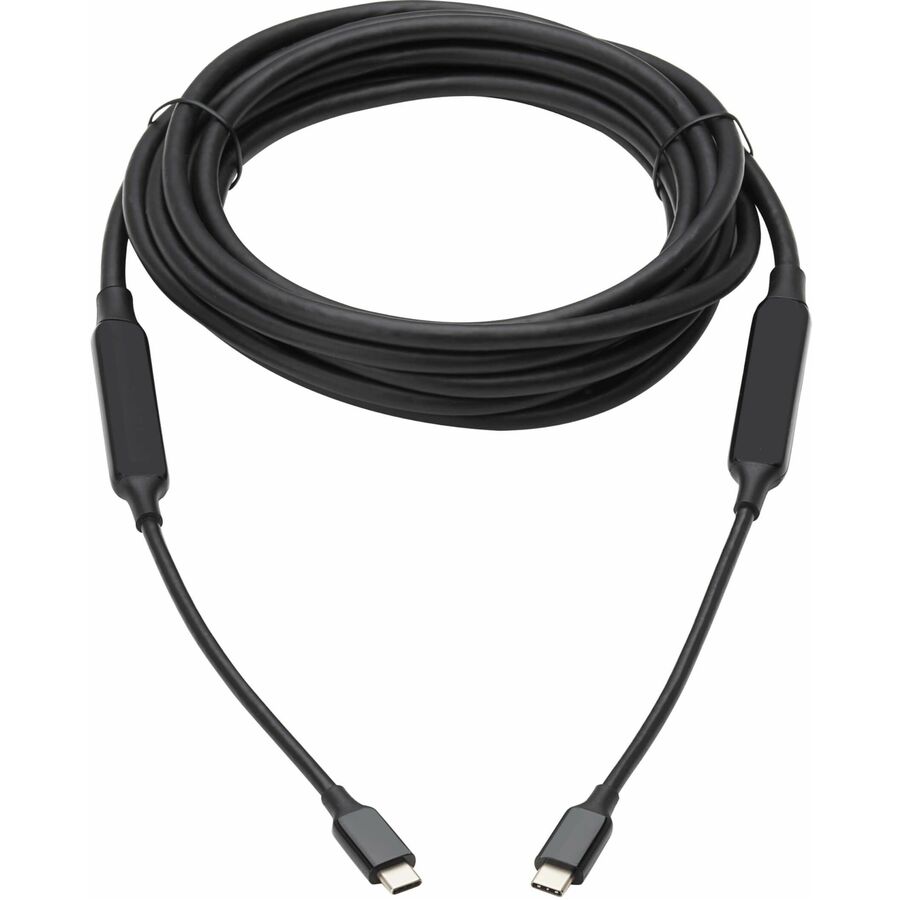 Eaton Tripp Lite Series USB-C Full-Function Active Cable (M/M) with Repeater - USB 3.2 Gen 2 (10 Gbps), 8K 60 Hz, 60W PD Charging, 5 m (16.4 ft.), Black