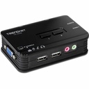 TRENDnet 2-Port USB KVM Switch Kit with Audio, TK-209K, Control Up to 2 Computers, Windows, Linux, Mac OS Compliant, 2048 x 1536 VGA Resolution, NDAA & TAA Compliant, KVM Cables Included, Black