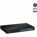 TRENDnet 20-Port Gigabit PoE+ Web Smart PoE+ Switch, 16 x Gigabit PoE+ Ports, 4 x Shared Gigabit Ports, Up To 30W Per Port, 185W Total Power Budget, Rack Mountable, Black, TPE-1620WS