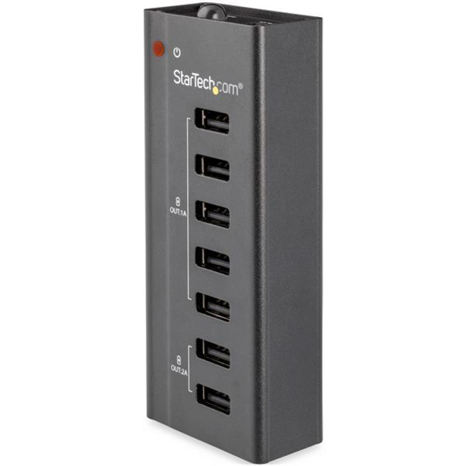 StarTech 7 Port USB Charging Station with 5x 1A Ports and 2x 2A Ports - USB Charging Strip for Multiple Devices - Smart Charging Capabilities - Wall-Mount Bracket