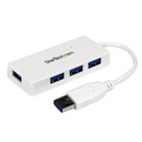 StarTech Portable 4 Port SuperSpeed Mini USB 3.0 Hub, 5Gbps, White, TAA