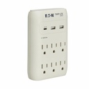 Eaton Tripp Lite Series Protect It! 6-Outlet Surge Protector - 5-15R Outlets, USB-C and USB-A Ports, 5-15P Direct Plug-In, 1080 Joules, Gray
