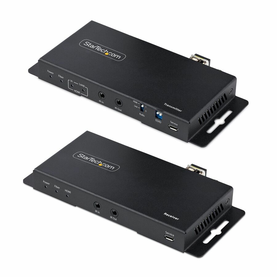 StarTech 4K HDMI over Fiber Extender Kit, 4K 60Hz, 3300ft (1km) Single Mode/1000ft (300m) Multimode LC Fiber Optic, HDR, IR Extender