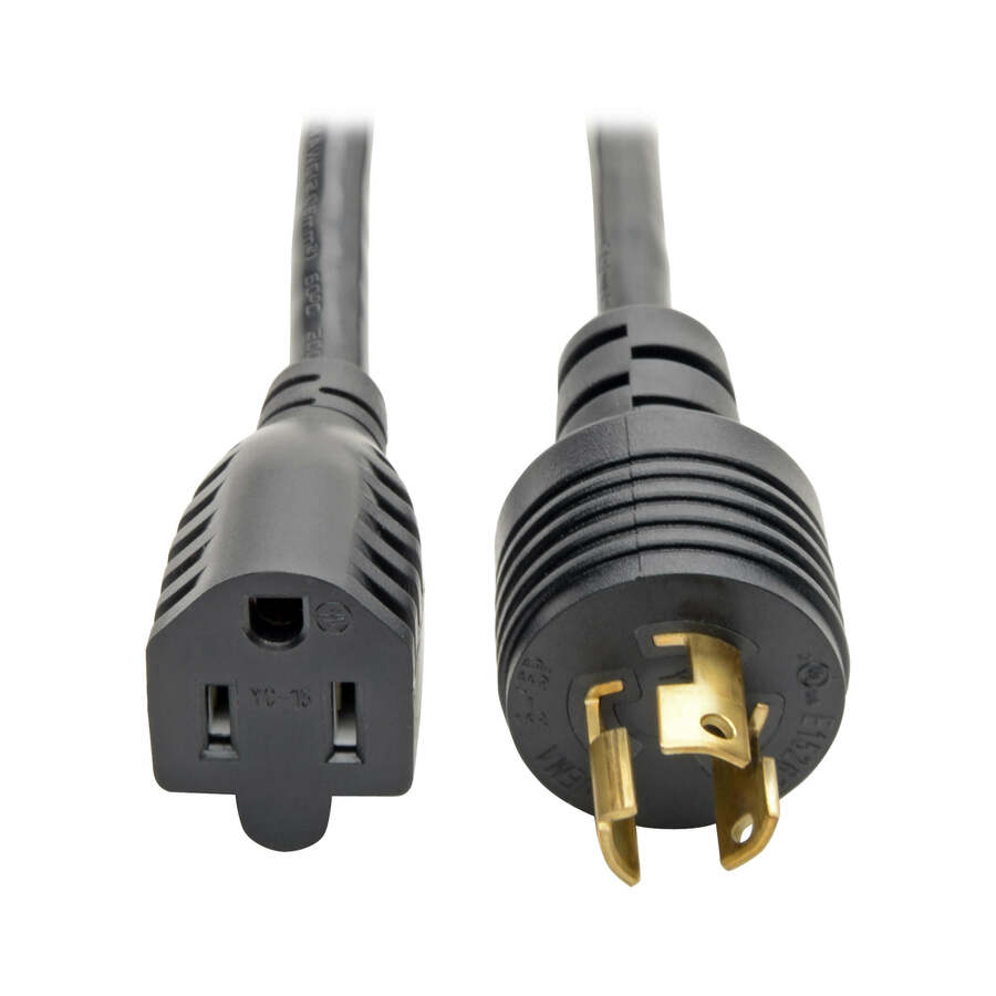 Tripp Lite by Eaton Power Cord Adapter NEMA 5-15R to NEMA L5-15P - Heavy-Duty 15A 120V 14 AWG 1 ft. (0.31 m) Black