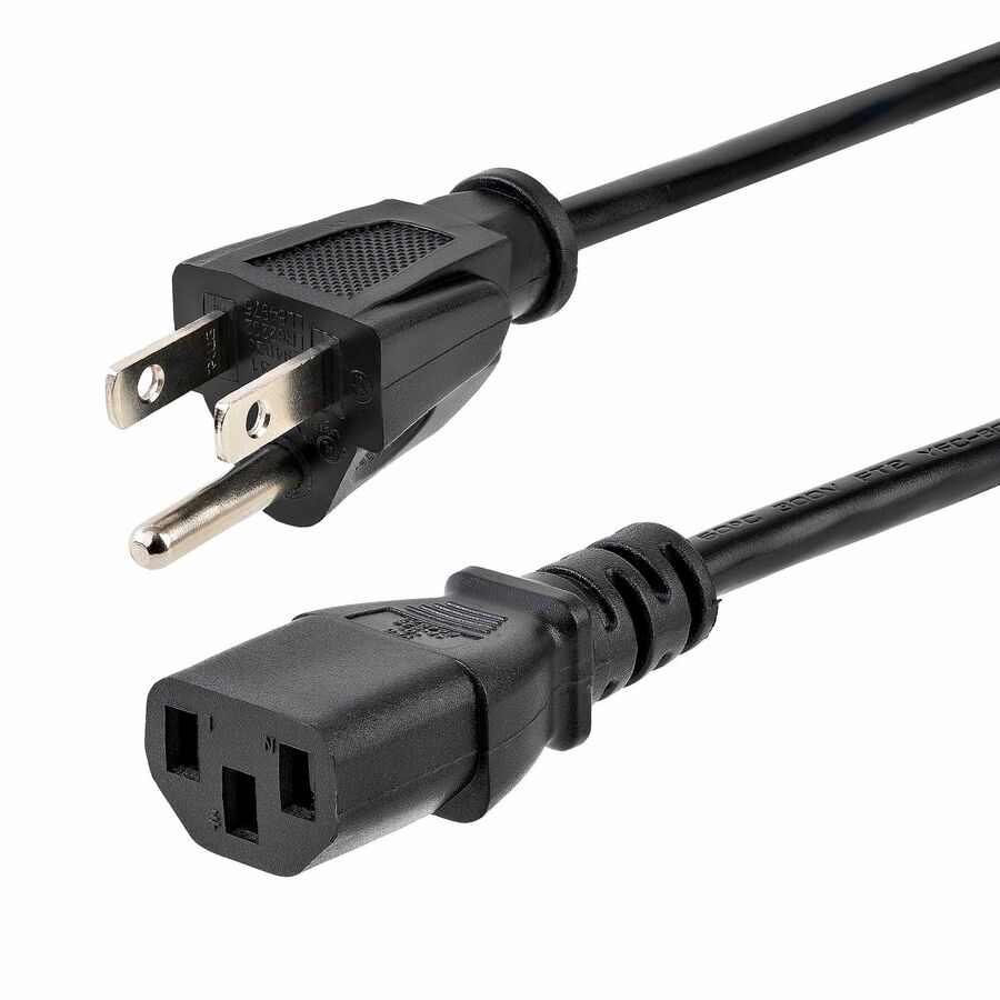 StarTech 3ft (1m) Heavy Duty Power Cord, NEMA 5-15P to C13, 15A 125V, 14AWG, Replacement AC Computer Power Cord, PC Power Supply Cable