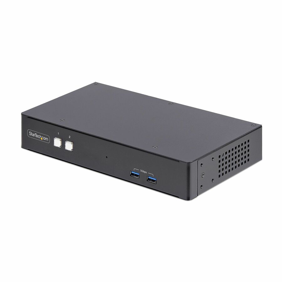 StarTech 2-Port Dual-Monitor DisplayPort KVM Switch, RS232 Serial Control, 4K 60Hz, 2x USB 5Gbps Hub Ports, TAA Compliant