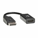 Eaton Tripp Lite Series DisplayPort to HDMI Active Adapter (M/F), Latching Connector, 4K 60 Hz, DP1.2, HDCP 2.2,Black, 6 in.
