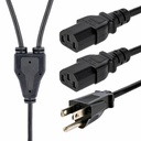 StarTech 10ft (3m) Computer Power Y Cord, NEMA 5-15P to C13, 10A 125V, 18AWG, Black Replacement PC Power Cord, TV/Monitor Power Cable